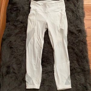 Lululemon White Crop Mesh Leggins